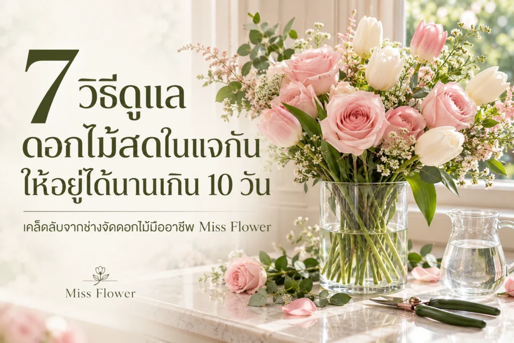 7 วิธีดูแลดอกไม้สดในแจกันให้อยู่ได้นานเกิน 10 วัน: เคล็ดลับจากช่างจัดดอกไม้มืออาชีพ Miss Flower